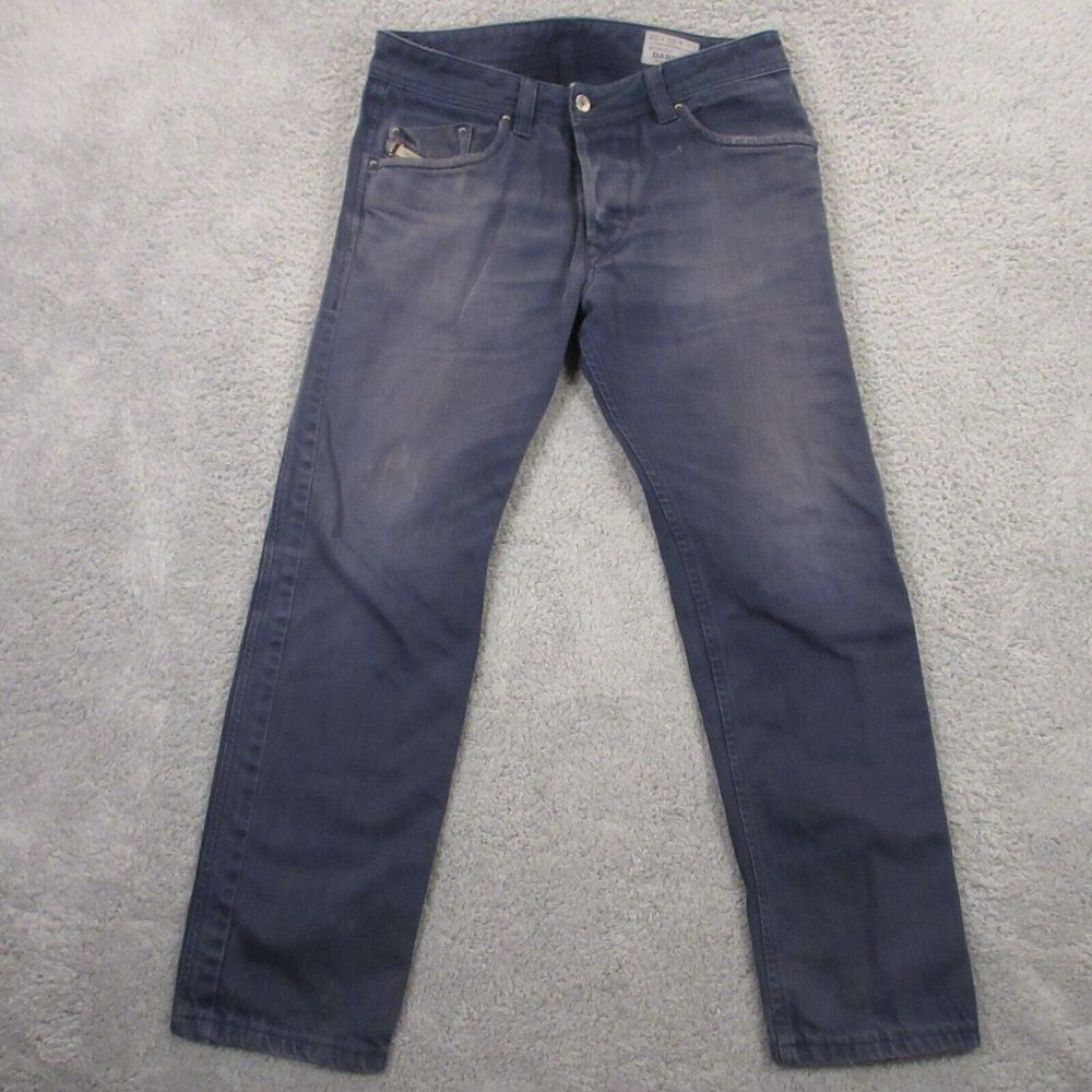 Diesel Darron Jeans Regular Slim Tapered Mens 30x28‎ HEMMED READ Blue Denim